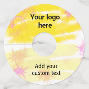 Simple yellow watercolor add your logo custom text wine glass tag