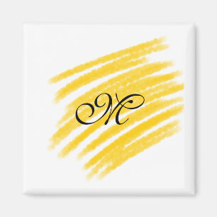 simple yellow watercolor lines add your monogram magnet