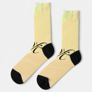 simple yellow watercolor lines add your monogram socks
