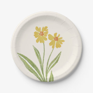 Simple Yellow Wildflowers Paper Plate