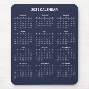 Simple Yet Elegant 2021 Calendar   Mousepad