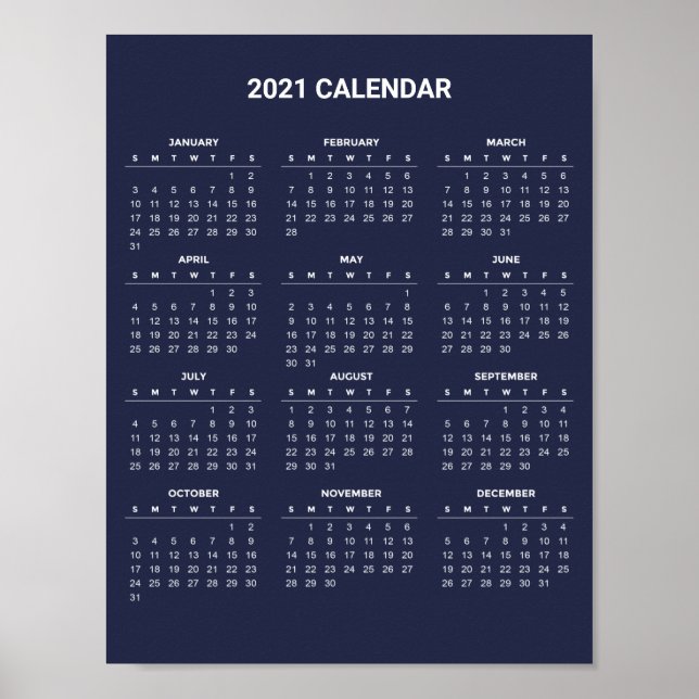 Simple Yet Elegant 2021 Calendar | Poster (Front)