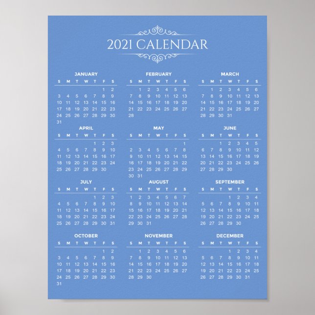 Simple yet Elegant 2021 Calendar | Poster (Front)