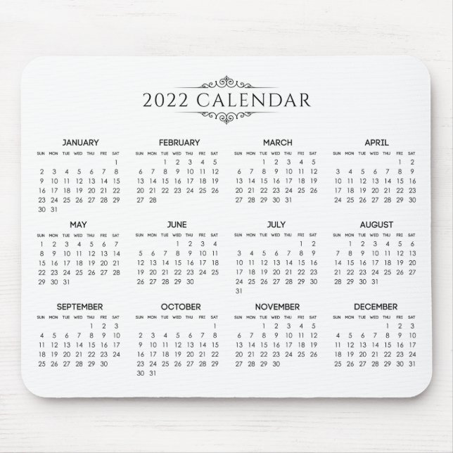 Simple Yet Elegant 2022 Calendar | Mousepad (Front)