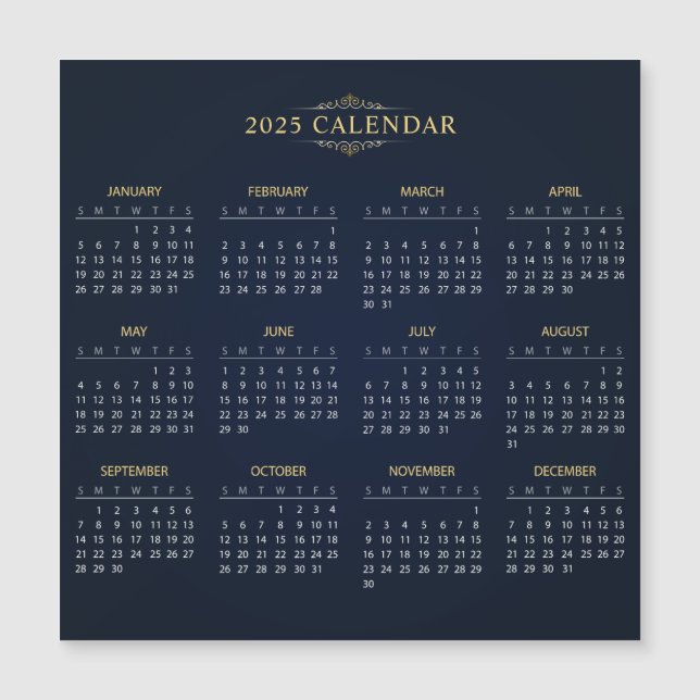 Simple Yet Elegant 2025 Calendar | Magnetic Card (Front)