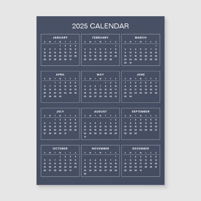 Simple Yet Elegant 2025 Calendar | Magnetic Card (Front)