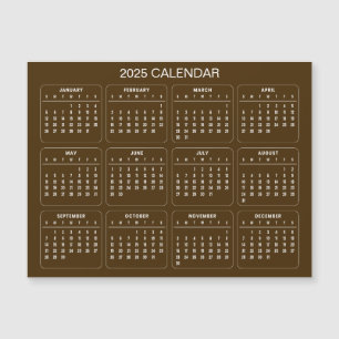 Simple Yet Elegant 2025 Calendar   Magnetic Card