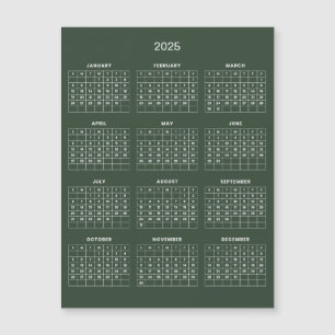 Simple Yet Elegant 2025 Calendar   Magnetic Card