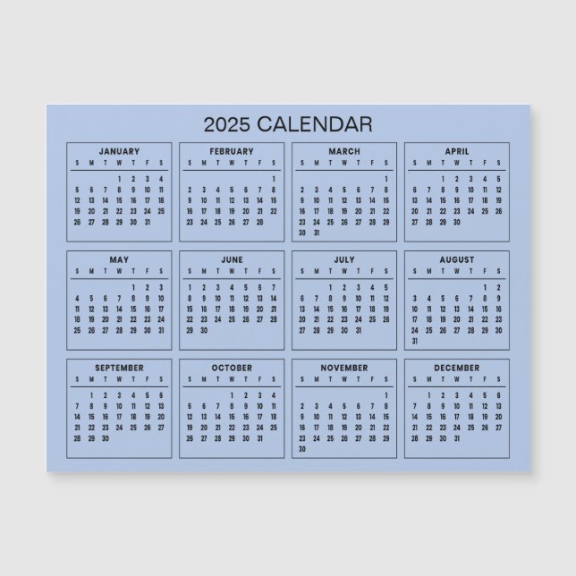 Simple Yet Elegant 2025 Calendar | Magnetic Card (Front)