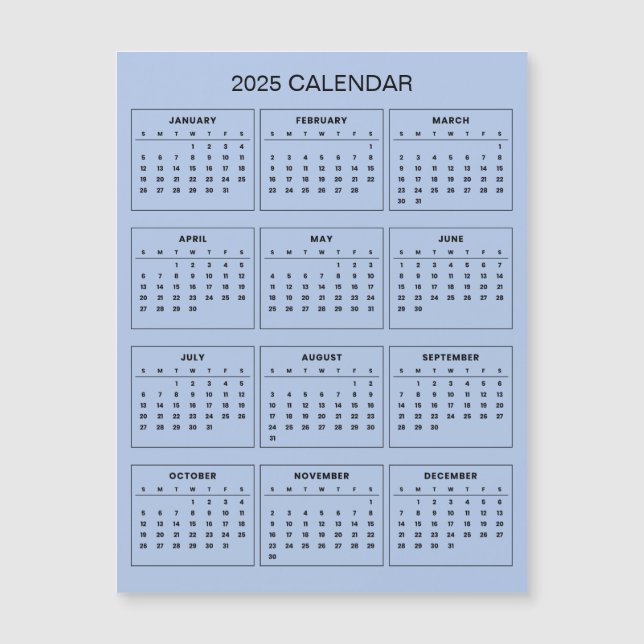 Simple Yet Elegant 2025 Calendar | Magnetic Card (Front)