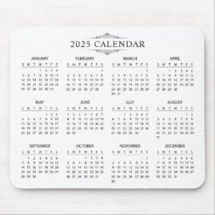 Simple Yet Elegant 2025 Calendar Mousepad
