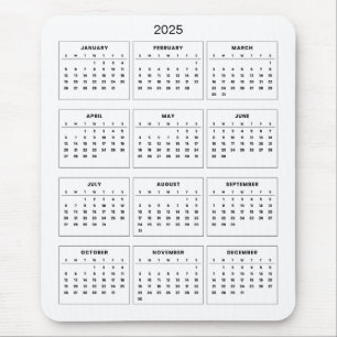 Simple Yet Elegant 2025 Calendar   Mousepad