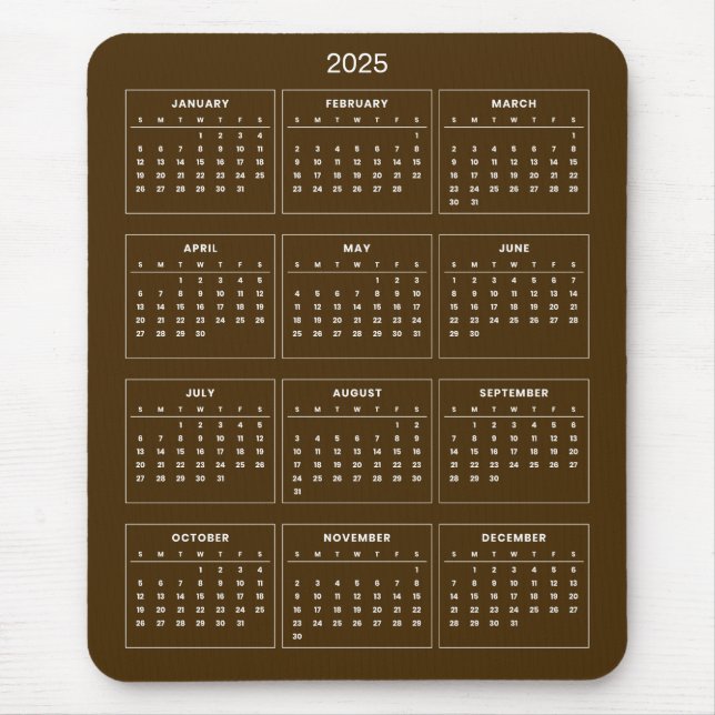 Simple Yet Elegant 2025 Calendar | Mousepad (Front)