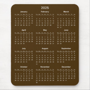 Simple Yet Elegant 2025 Calendar   Mousepad