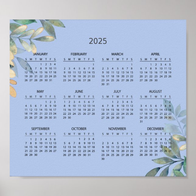 Simple Yet Elegant 2025 Calendar |  Poster (Front)