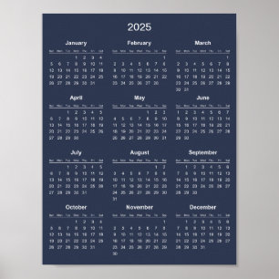 Simple Yet Elegant 2025 Calendar    Poster