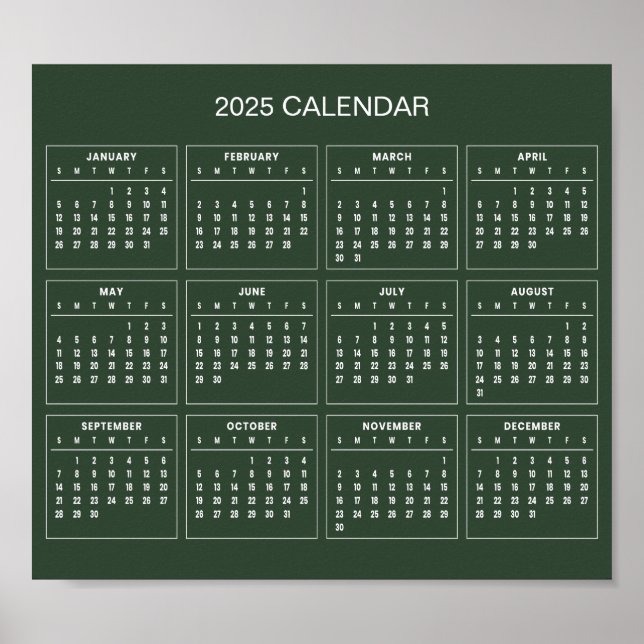 Simple Yet Elegant 2025 Calendar |  Poster (Front)