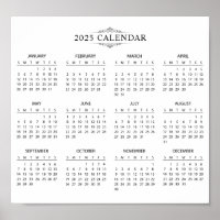 Simple Yet Elegant 2025 Calendar | Poster