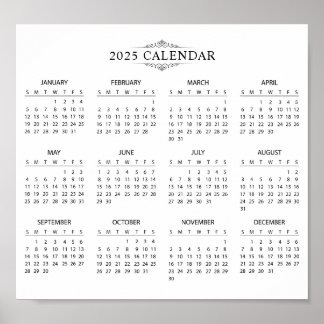 Simple Yet Elegant 2025 Calendar | Poster