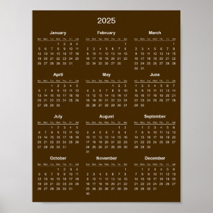 Simple Yet Elegant 2025 Calendar    Poster