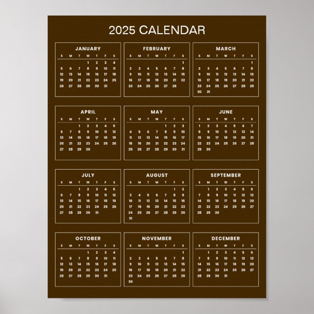Simple Yet Elegant 2025 Calendar |  Poster (Front)