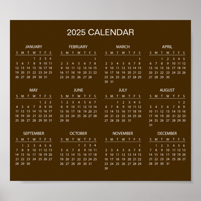 Simple Yet Elegant 2025 Calendar |  Poster (Front)