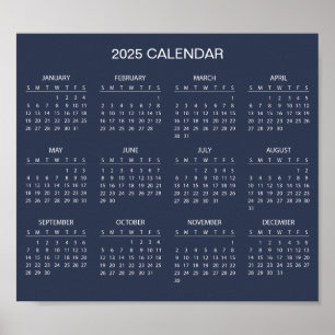 Simple Yet Elegant 2025 Calendar Poster