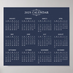Simple Yet Elegant 2025 Calendar    Poster