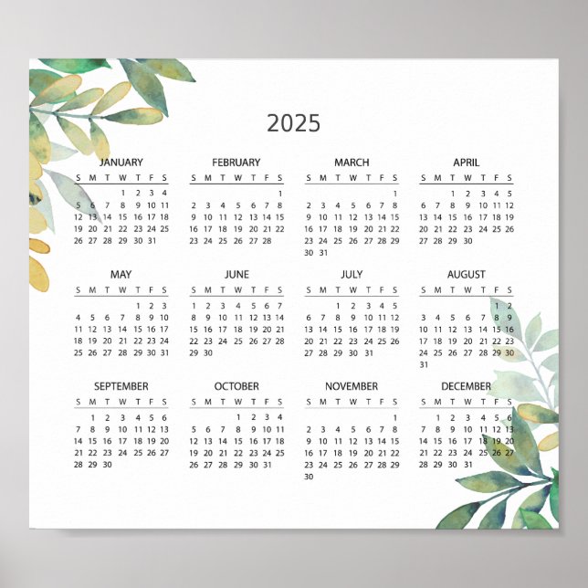 Simple Yet Elegant 2025 Calendar |  Poster (Front)