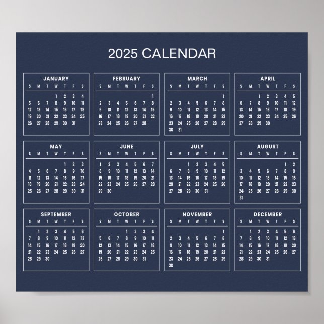 Simple Yet Elegant 2025 Calendar |  Poster (Front)
