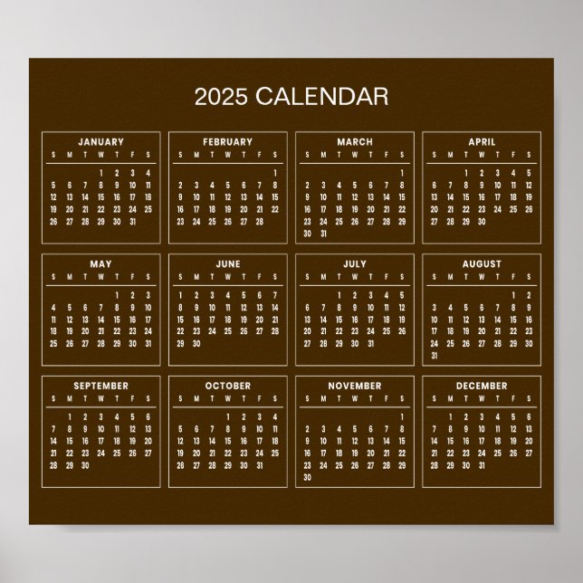 Simple Yet Elegant 2025 Calendar |  Poster (Front)