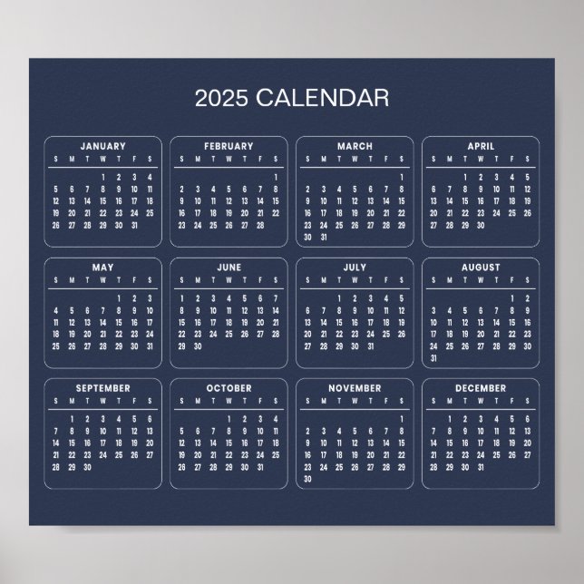Simple Yet Elegant 2025 Calendar |  Poster (Front)