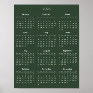 Simple Yet Elegant 2025 Calendar Poster