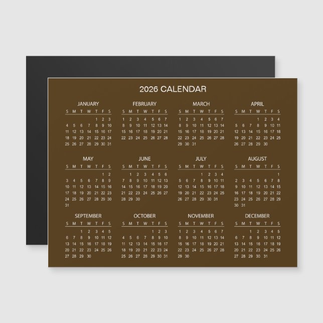 Simple Yet Elegant 2026 Calendar | Magnet (Front/Back)