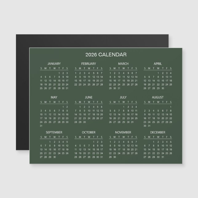 Simple Yet Elegant 2026 Calendar | Magnet (Front/Back)