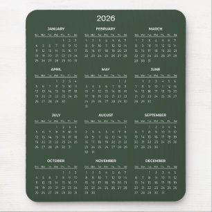 Simple Yet Elegant 2026 Calendar   Mousepad
