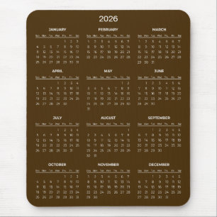 Simple Yet Elegant 2026 Calendar   Mousepad