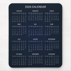 Simple Yet Elegant 2026 Calendar   Mousepad
