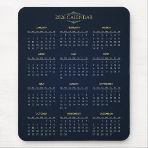 Simple Yet Elegant 2026 Calendar   Mousepad