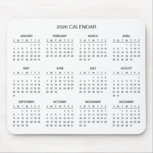 Simple Yet Elegant 2026 Calendar Mousepad