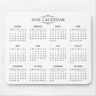Simple Yet Elegant 2026 Calendar | Mousepad