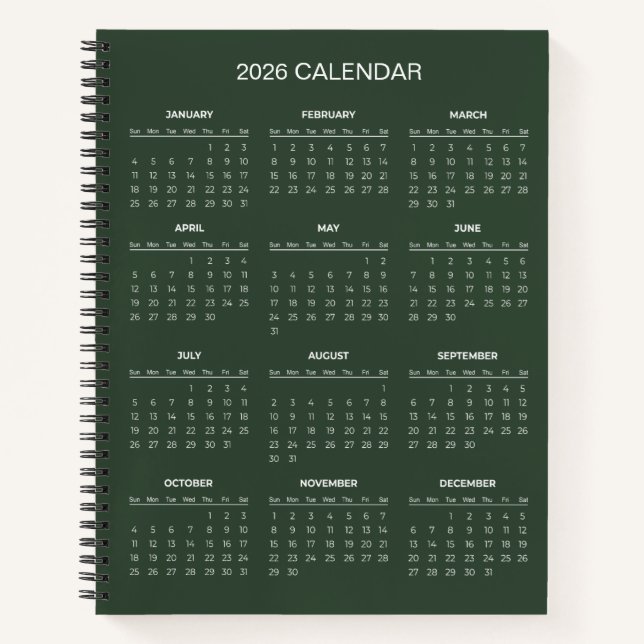 Simple Yet Elegant 2026 Calendar |  Notebook (Front)