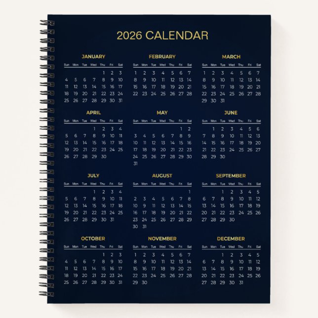 Simple Yet Elegant 2026 Calendar |  Notebook (Front)