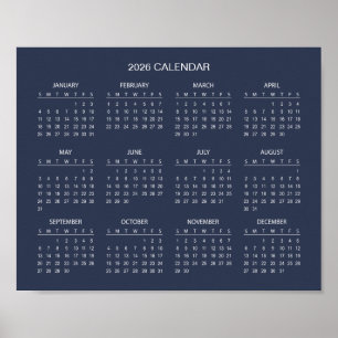 Simple Yet Elegant 2026 Calendar Poster