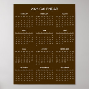Simple Yet Elegant 2026 Calendar    Poster