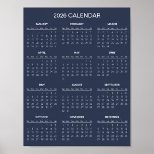 Simple Yet Elegant 2026 Calendar    Poster