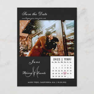 Simple Yet Elegant: Black   Calendar Save the date Postcard