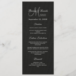 Simple Yet Elegant:Black Linen w/ Monogram Modern Menu