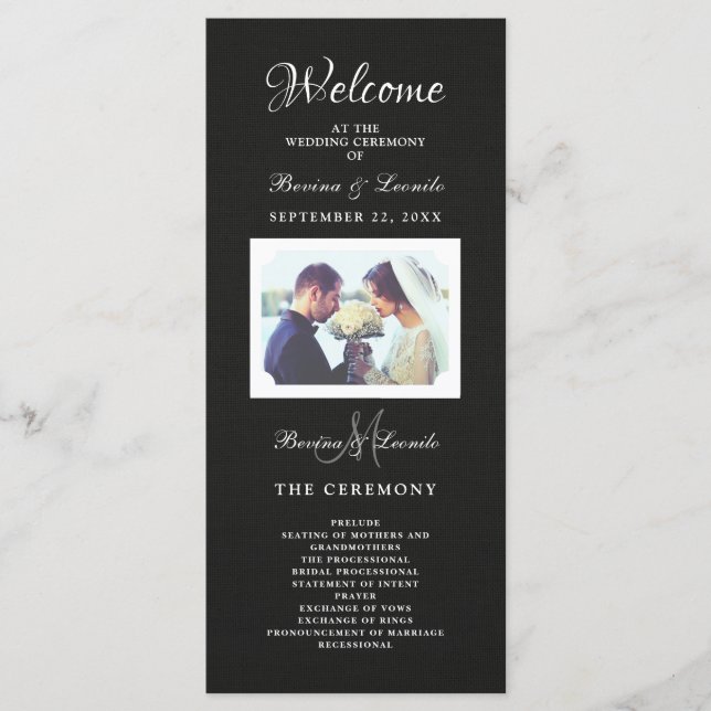 Simple Yet Elegant: Black Linen w/ Monogram Programme (Front)