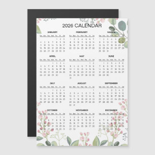 Simple Yet Elegant Floral 2026 Calendar    Magnet